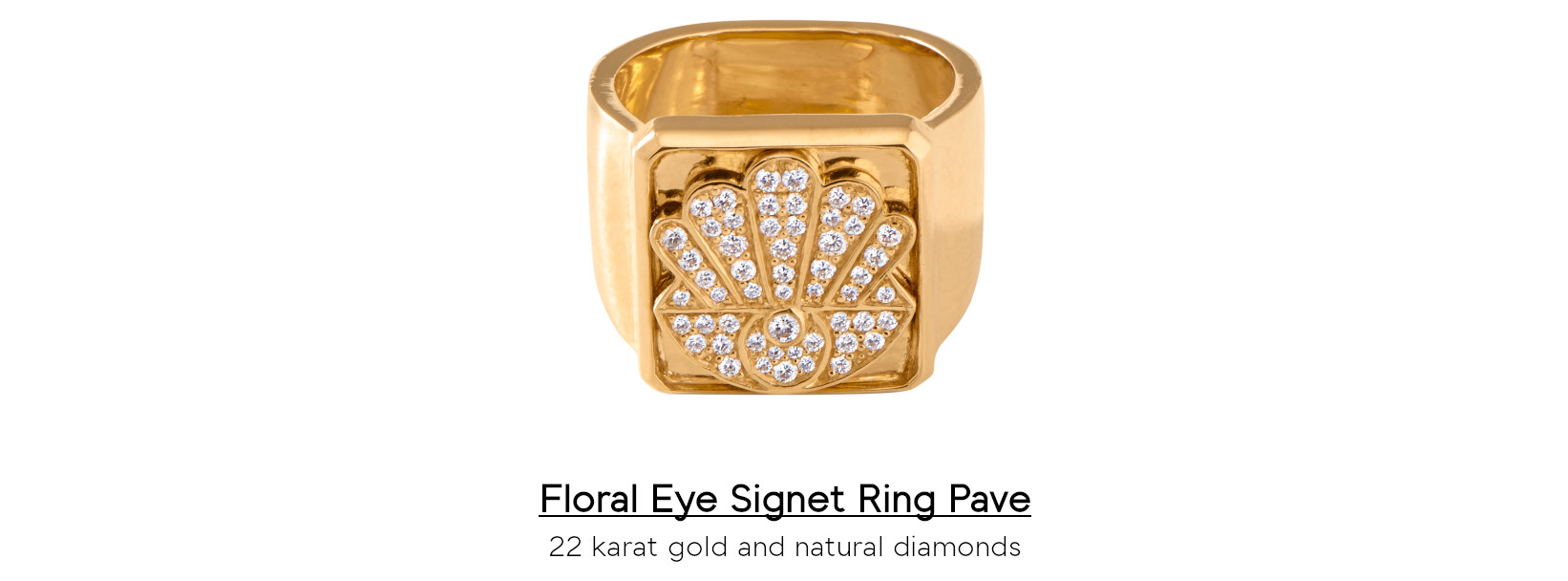 Floral Eye Signet Ring Pave