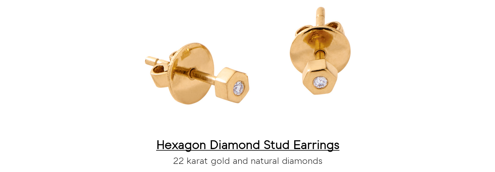 Hexagon Diamond Stud Earrings