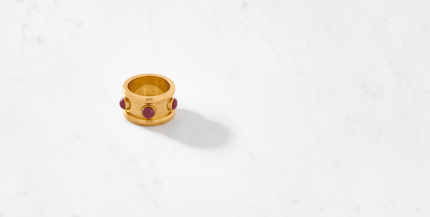 Byzantium 24K Ring Polished/Rubies