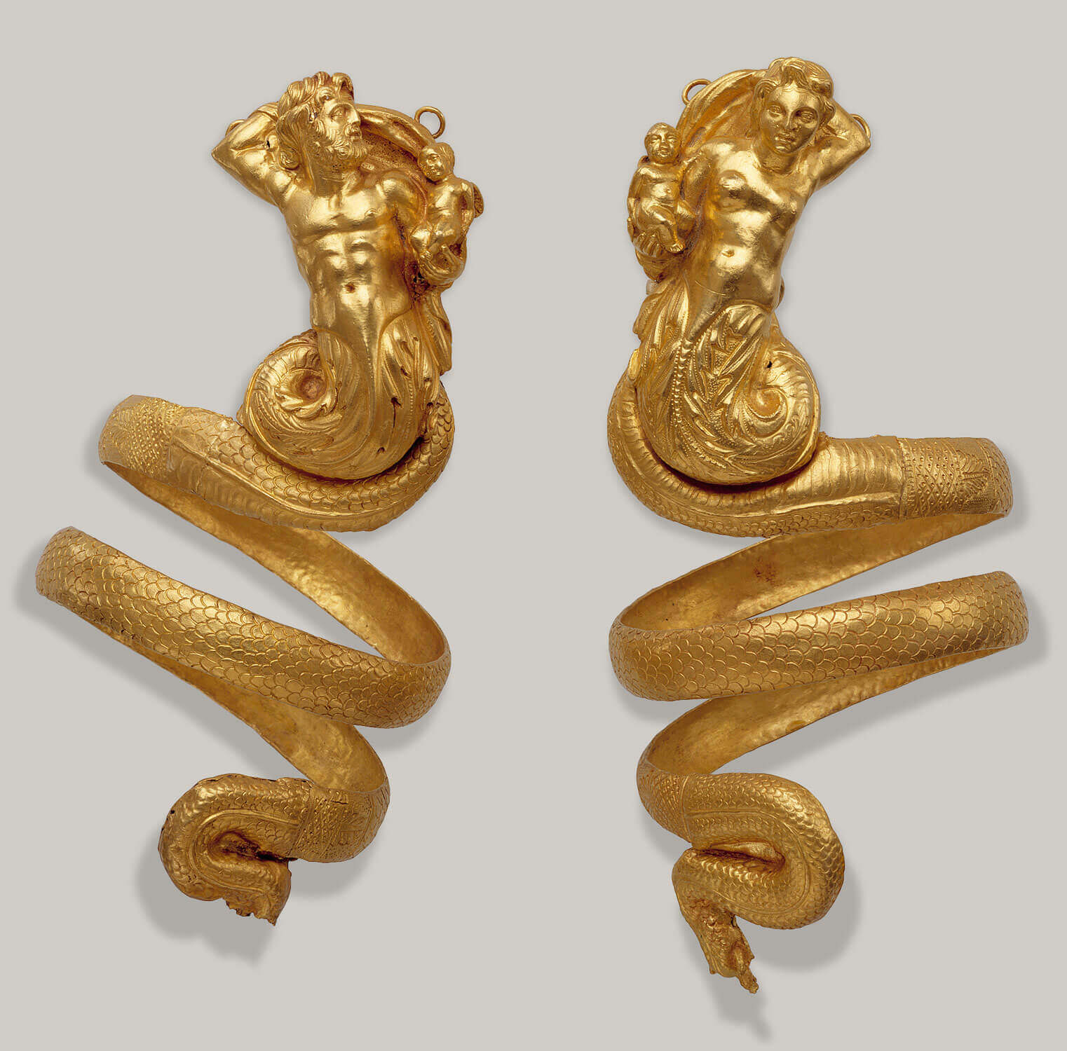 Pair of Hellenistic serpentine armbands, 200 BCE.