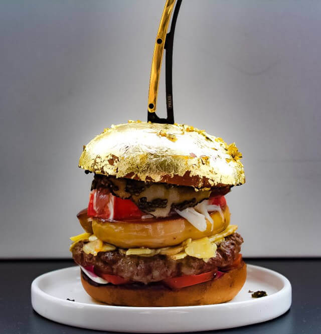 Diego Buik’s gold leaf topped burger for high rollers